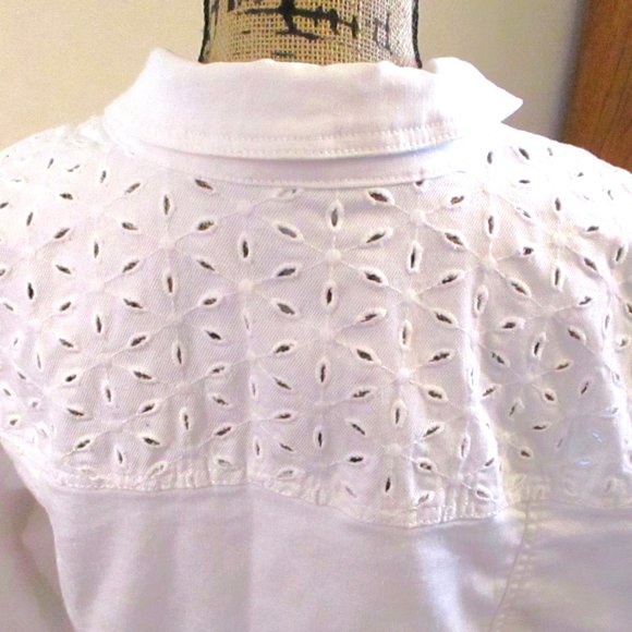 Catherines Women's Plus Size White Jean Style Jacket, Eyelet, Pockets, Size 1X - Picture 8 of 13